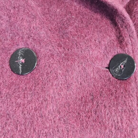 Zara Girls 9 Peacoat Burgundy Wool Mohair Alpaca Preppy Winter Coat EU 134cm - Picture 6 of 15